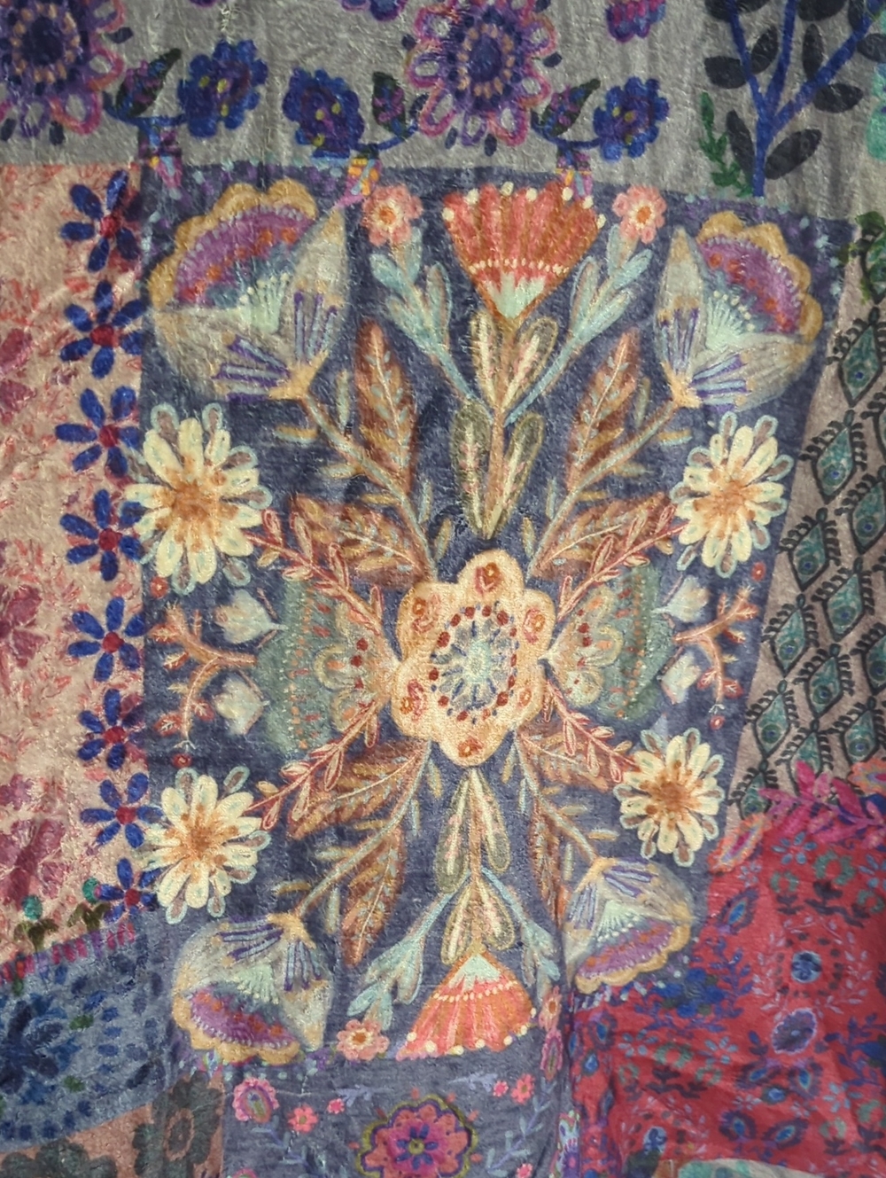 Natural Life Womens Hooded Blanket Robe Boho Jewel Tone Gypsy Floral Medium Smal - Picture 15 of 16